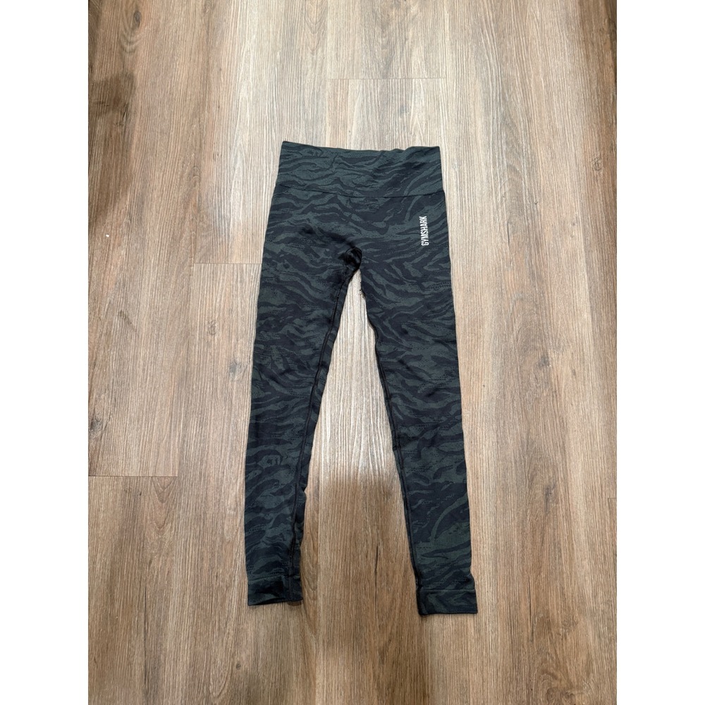 Gymshark Adapt Animal Seamless Leggings Womens XS Black Grey Zebra GLLG4296-BK